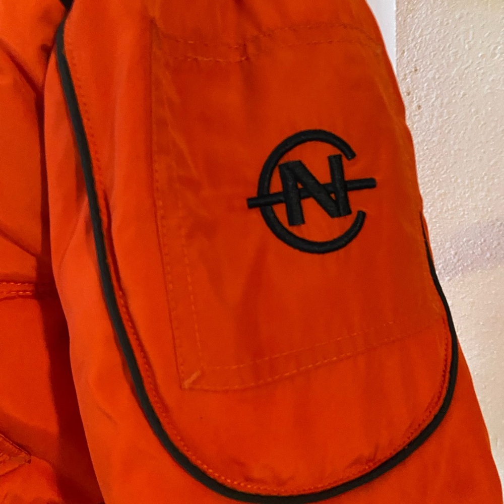 Nautica Red/orange Puffer Jacket with Faux Fur Hood - Picture 4 of 6